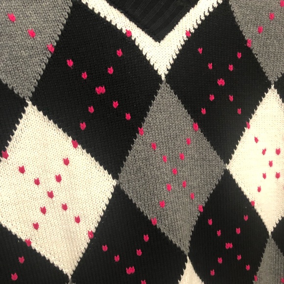 DKNY JEANS Womens XS V-Neck Argyle Preppy Sweater Long Sleeve Pullover NWOT - Picture 5 of 16